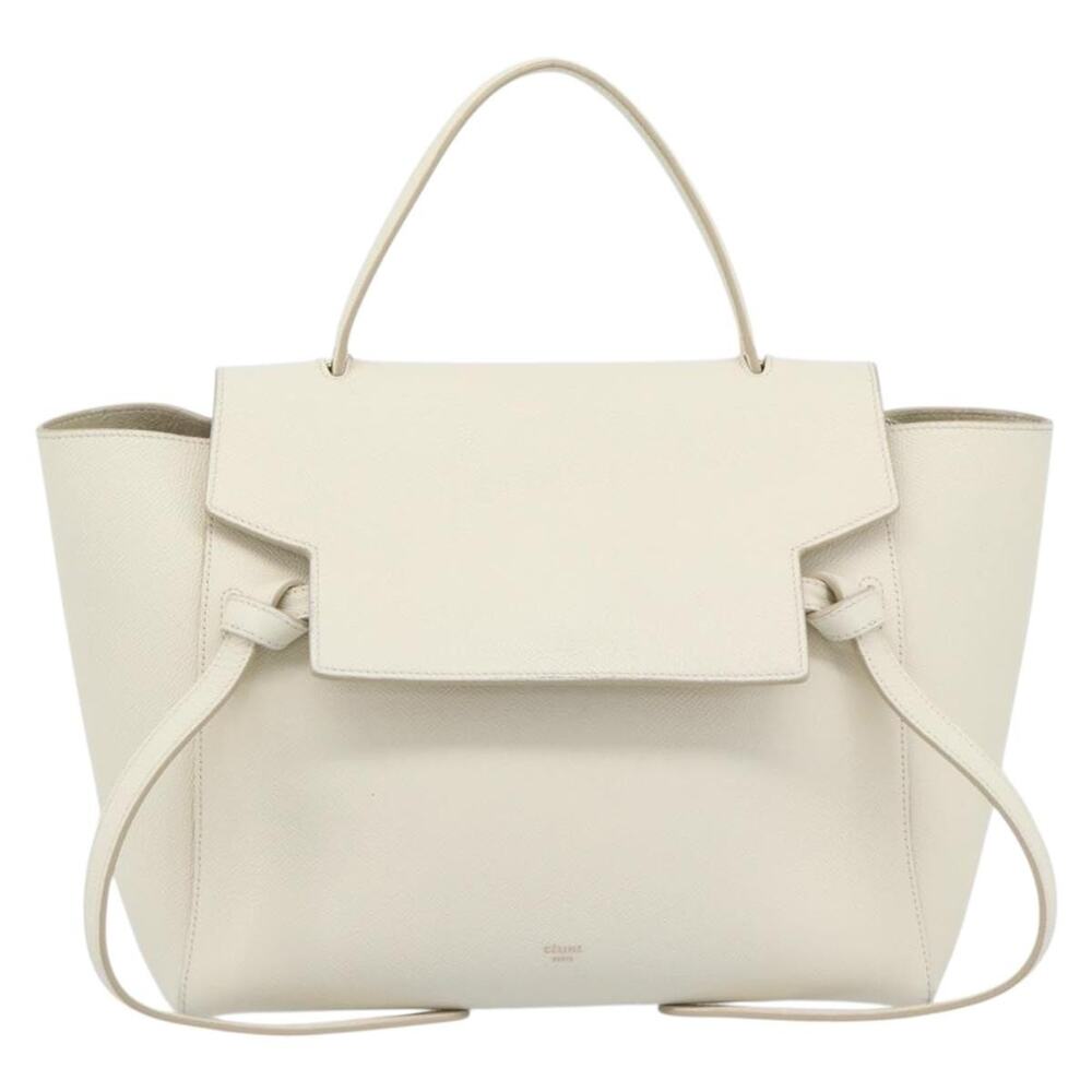 Celine Leather Micro Belt Handbag White